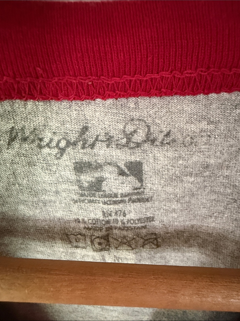 Gray & Red Baseball Style Tee with Script Logo - Picture 2 of 2